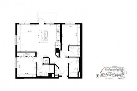 Floor plan for 2 beds, 2 baths, 1188 sqft
